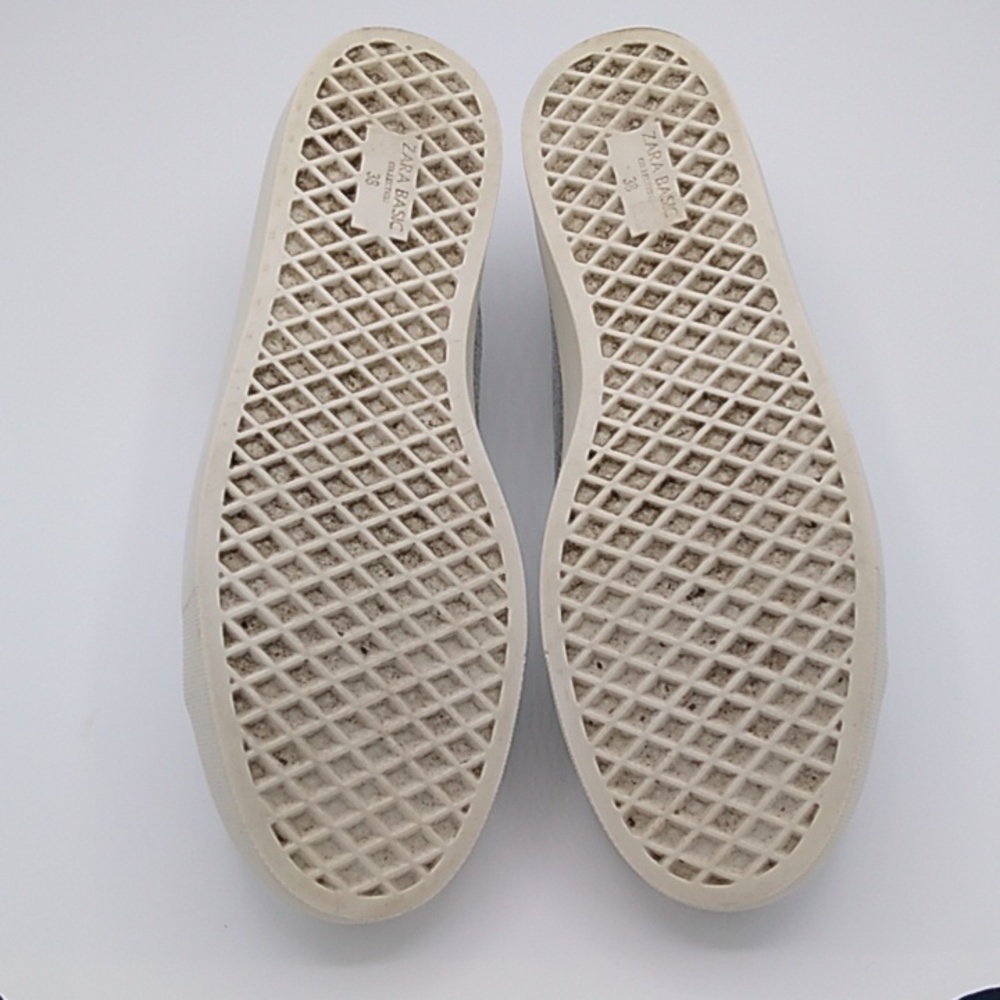 Zara Basic Collection Silver Metallic Sneakers Size -38/US 7.5 - Picture 11 of 16
